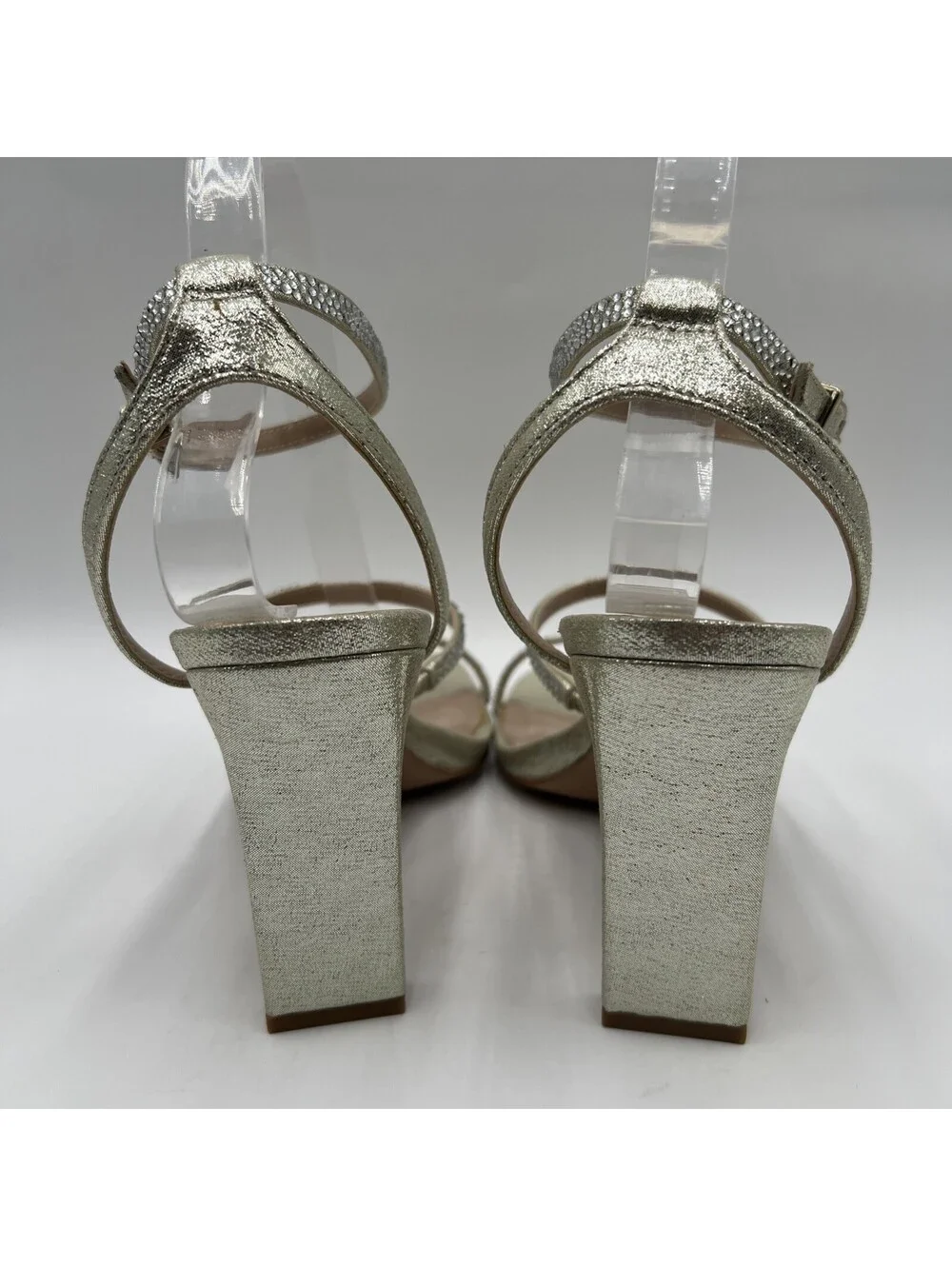 Mix No. 6 Aliciana Womens Gold Strappy Block Heel Ankle Strap Sandal Size 8.5 M